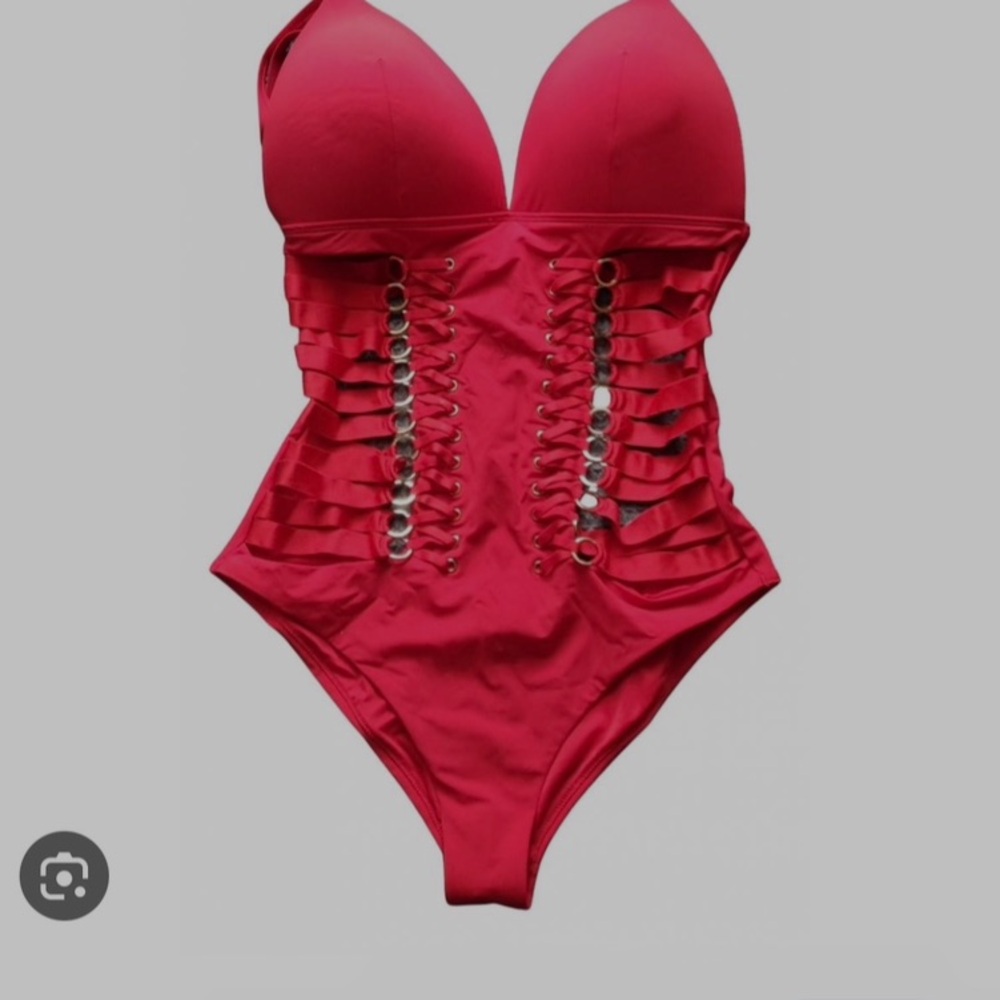 Honey Birdette Stevie swimsuit bathing suit one piece 32C red sexy - Picture 2 of 2